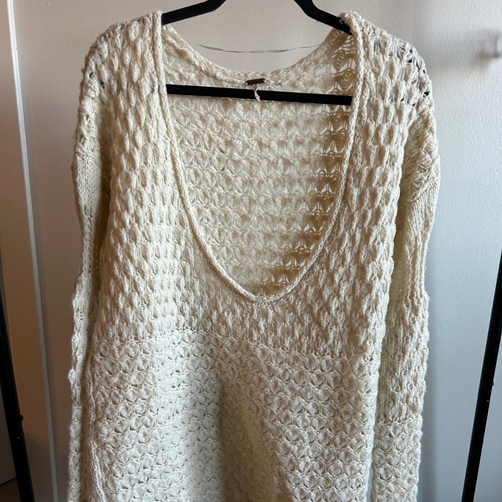 Free People Oversized Scoop Neck Knit Sweater